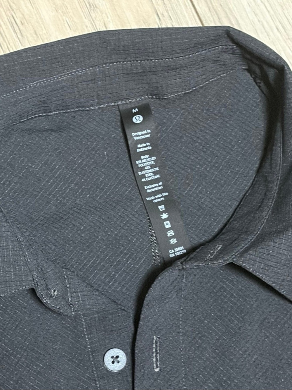 Lululemon Grayish Black Heathered Textured 4 Button Shirt